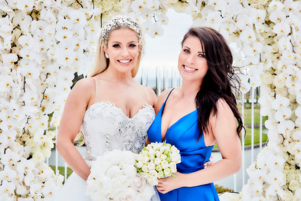 wedding videography photo at Monarch Beach Resort in California featuring the bride and bridesmaid.